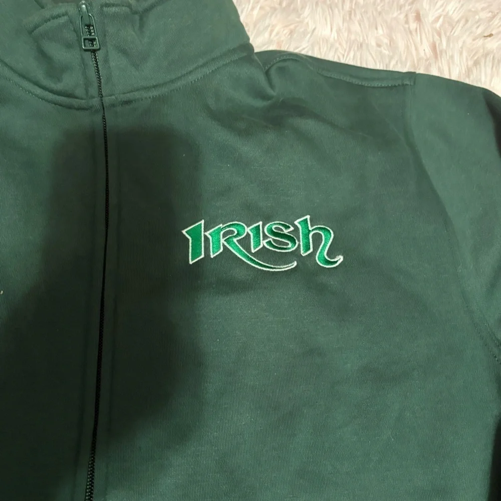 Irish Green Zip-Up Jacket XL Sweatshirt Clique Notre Dame Ireland
